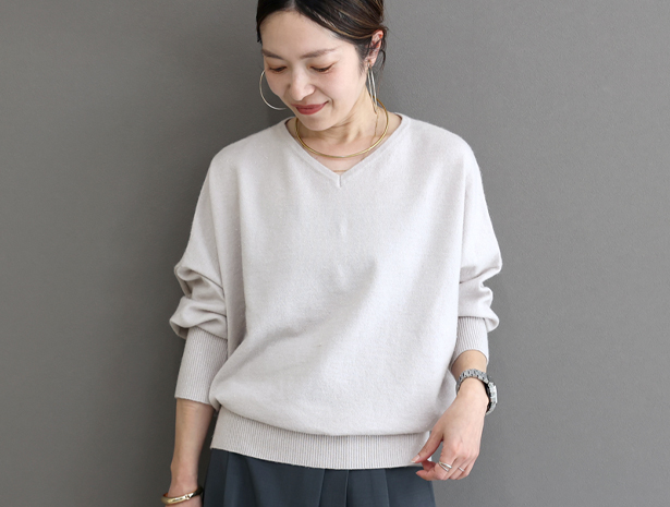 ニット ラメ ゆったり Vネック ボートネック ハイゲージ きれいめ  30代 40代　アンジェリーナVネック2WAYドルマンニットプルオーバー メール便不可