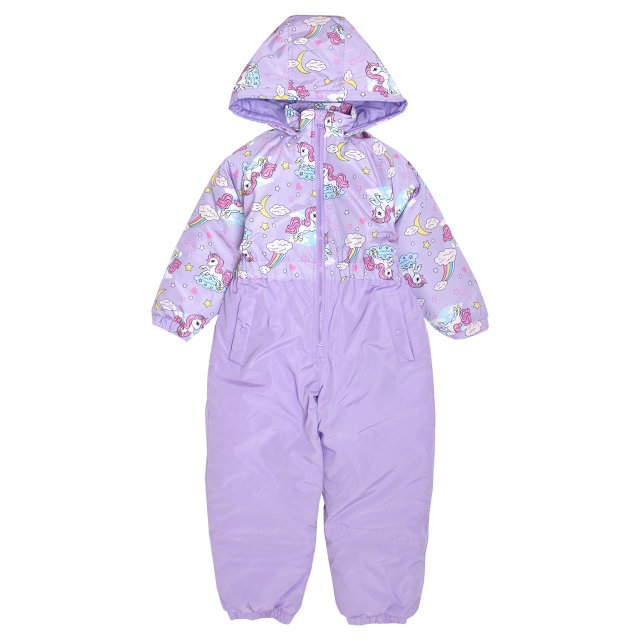スキーウェア キッズ ジャンプスーツ 女の子 子供 ユニコーン柄 雪遊び