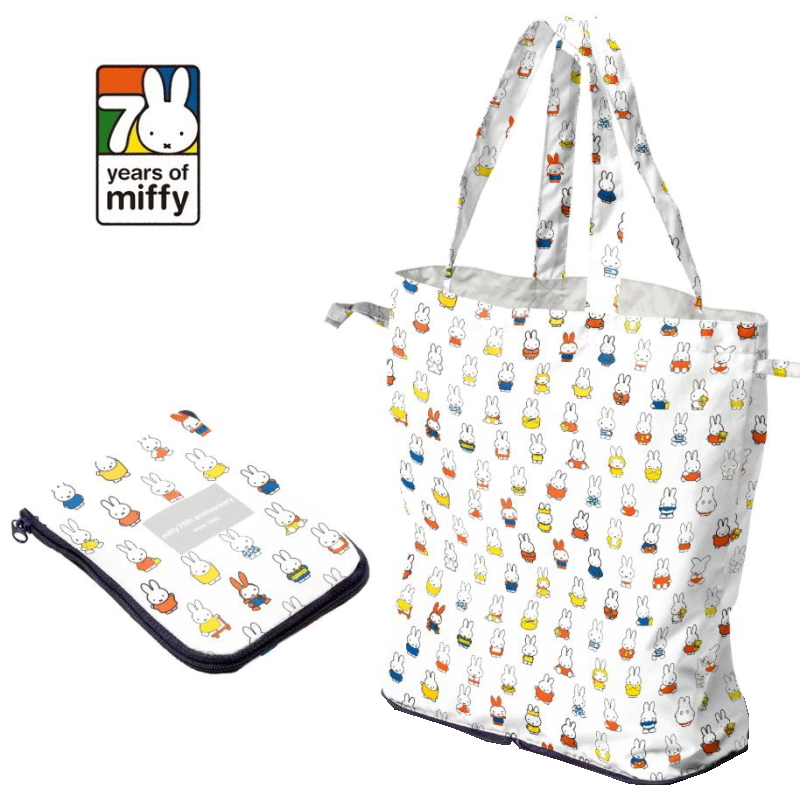 ミッフィー 撥水 エコバッグ【466BG 白】カラー うさぎ 折りたたみ