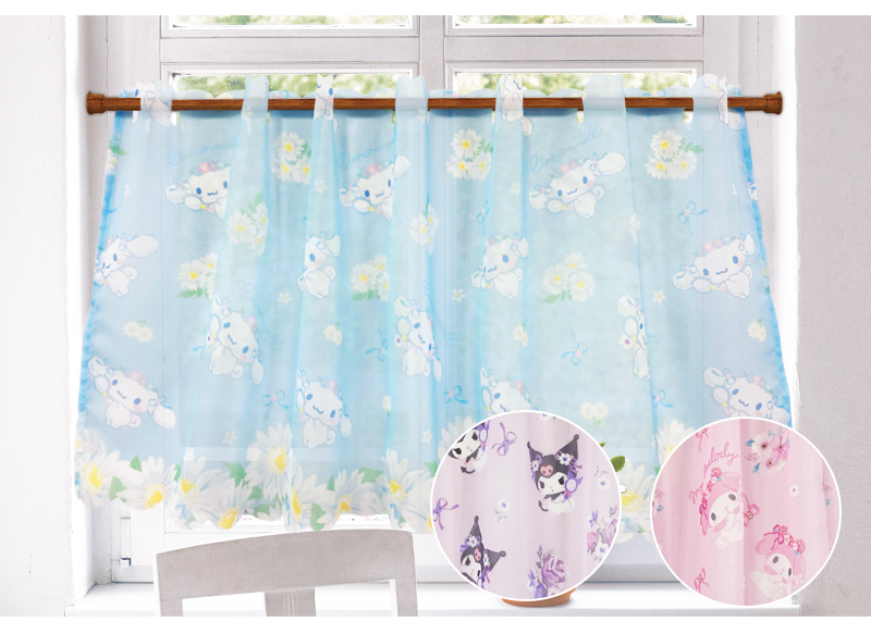 sanrio（サンリオ） カフェカーテン おしゃれ 45cm レース 小窓 目隠し
