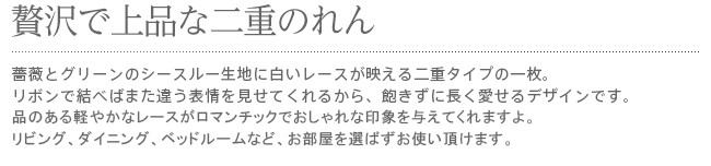 暖簾 norenn カーテン 間仕切り 二重暖簾 ダブル暖簾 かわいい 花柄 バラ柄 薔薇 エレガント ロマンチック ナチュラル モダン