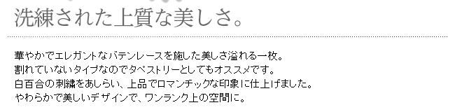 暖簾 カーテン タペストリー 間仕切り レース 洋風 おしゃれ かわいい 女性 女子力 クラシック ロマンチック エレガント きれい 花柄 バテンレース 刺繍 百合 ユリの花 カサブランカ アマリリス