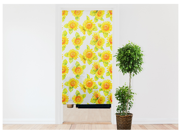 暖簾 norenn カーテン 間仕切り フラワー 花柄 自然 植物 ボタニカル 夏 SUMMER 向日葵 ひまわり サンフラワー