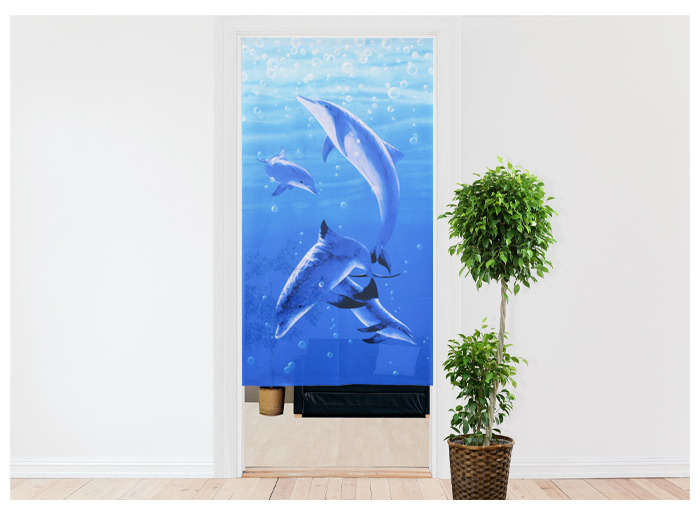 暖簾 norenn カーテン 間仕切り 動物 アニマル イルカ 海豚 ファンタジー ゆめかわ 海 夏 SUMMER