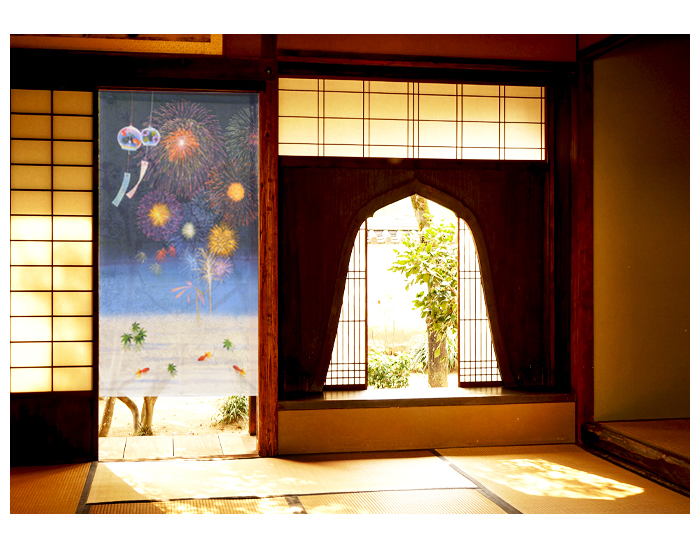 暖簾 norenn カーテン 間仕切り タペストリー 和風 和柄 和室 花火 夏 風鈴 金魚 夜 風景 日本の夏 summer japanese nippon