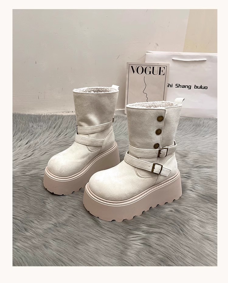 2025新作2WAY ムートンブーツ 厚底7cm 厚底ショートブーツ レディース