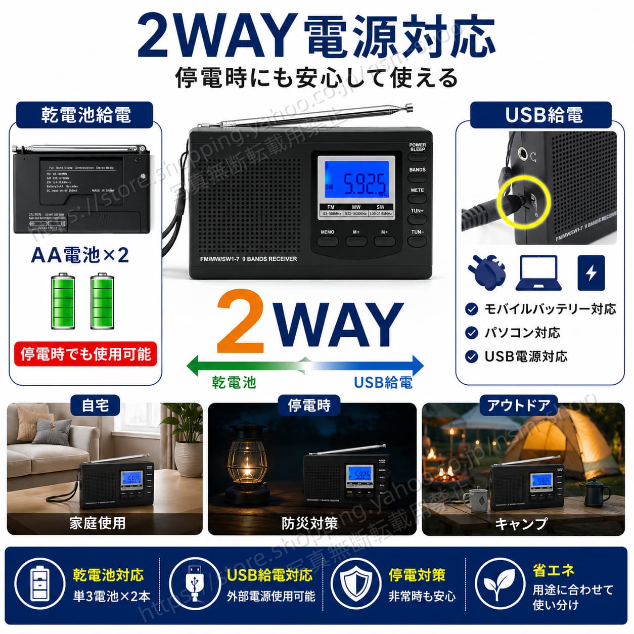 FM AM SW ラジオ 防災ラジオ 高感度 DSP受信 3バンド対応 短波ラジオ