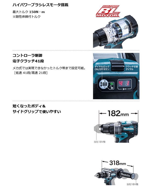 マキタ HP001GZ 充電式震動ドライバドリル40Vmax 本体のみ (バッテリ