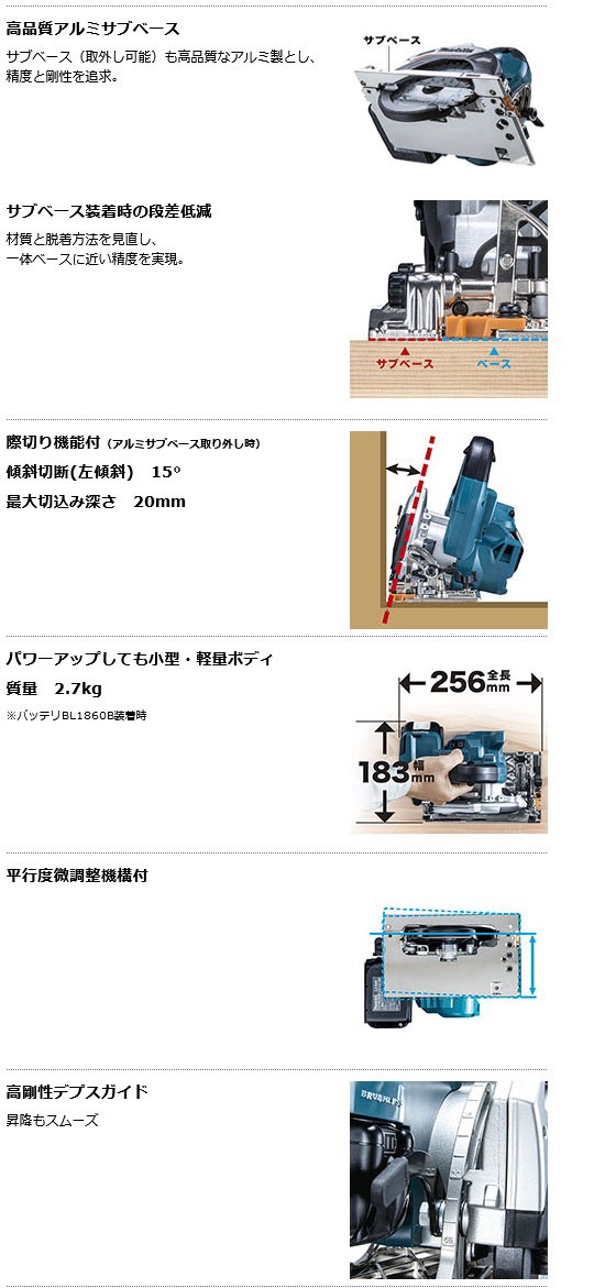 マキタ HS474DZB 充電式マルノコ (黒)125mm 18V 本体のみ マキタ HS474DZB 充電式マルノコ (黒)125mm 18V 本体のみ