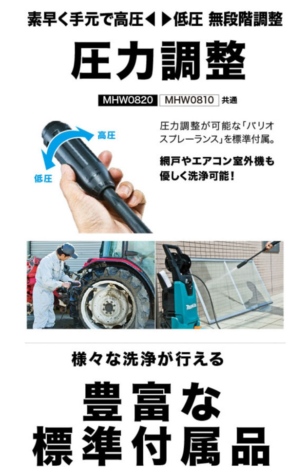 マキタ MHW0820 高圧洗浄機 (自吸ホースセット付) : mhw0820 