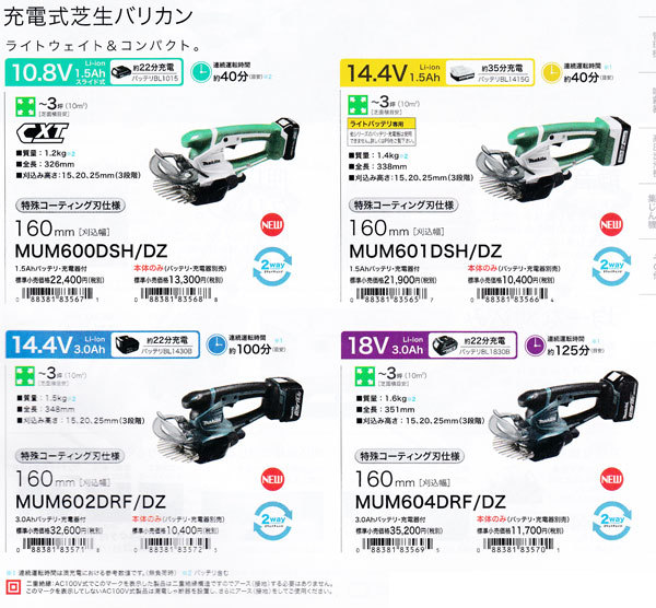 マキタ MUM604DZ 充電式芝生バリカン18V 160mm本体のみ（バッテリ・充電器別売） :mum604dz:NEWSTAGETOOLSヤフー店  - 通販 - Yahoo!ショッピング