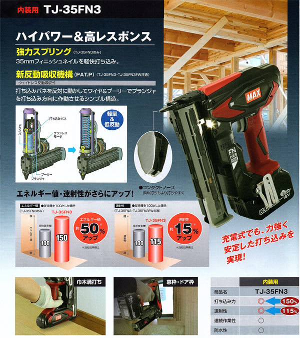 マックス〈MAX〉TJ-35FN3FW 型枠用 充電式フィニッシュネイラ