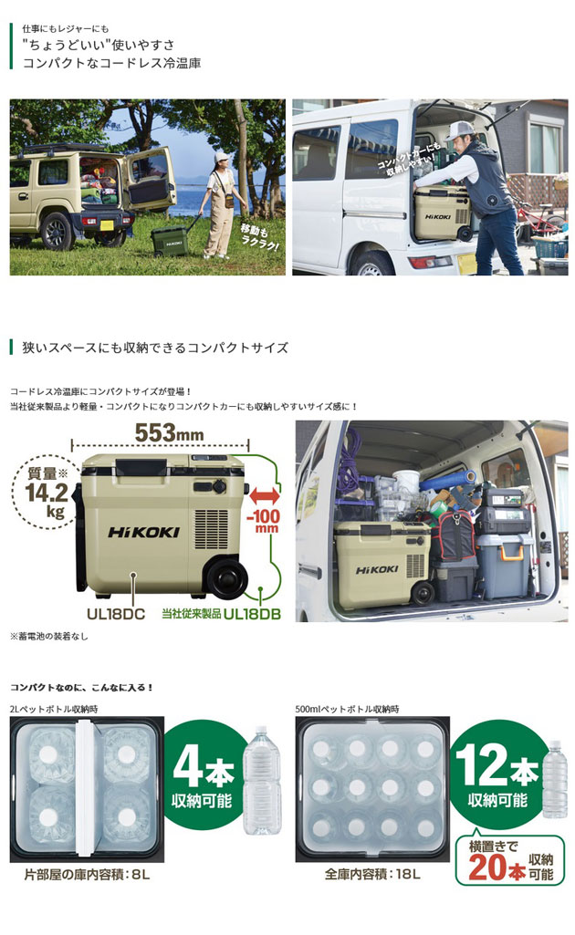 HiKOKI UL18DC(WMG) コードレス冷温庫 フォレストグリーン色 (マルチ