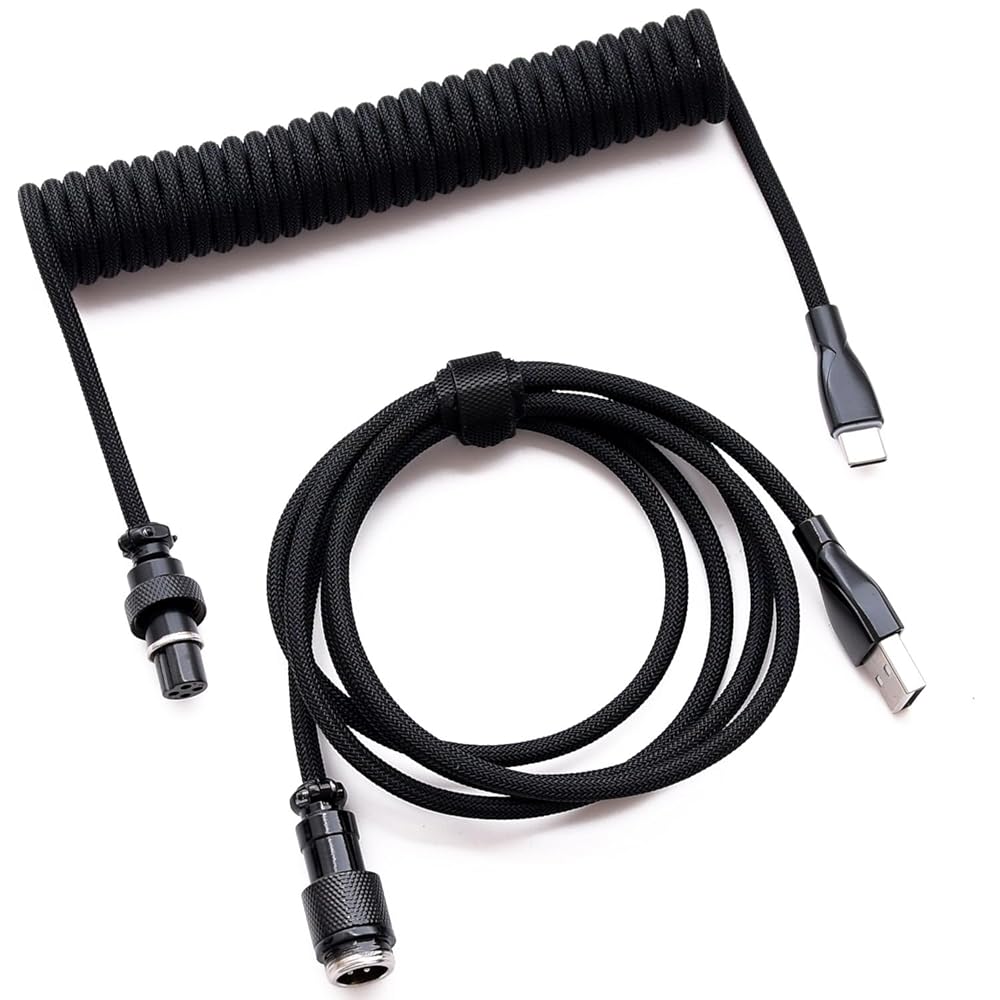 魅せるコイル式アビエイターケーブル [USB-A - USB-C] コイルケーブル