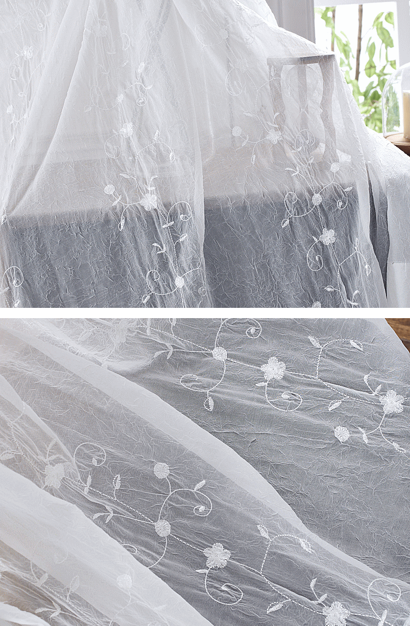 カフェカーテン 刺繍ボイル