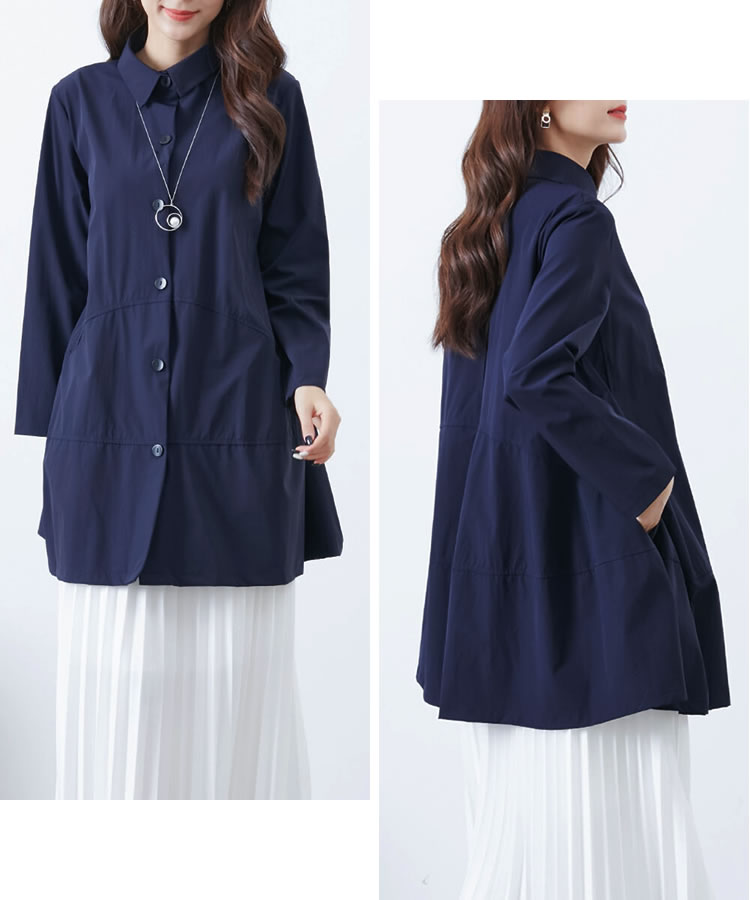 ロングシャツ レディース フレア チュニック ロング丈 シャツ ブラウス