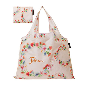 花柄　モノトーン　レジ袋型エコバッグ　S 1_356cc519e50c8205b5613046afeb