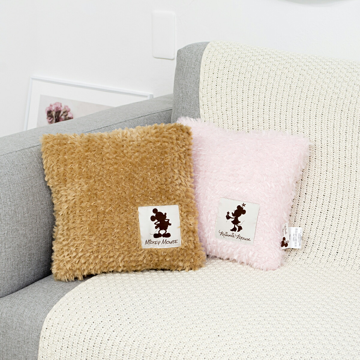 Disney（ディズニー） ミニクッション 30×30cm シープ ボア ミッキー