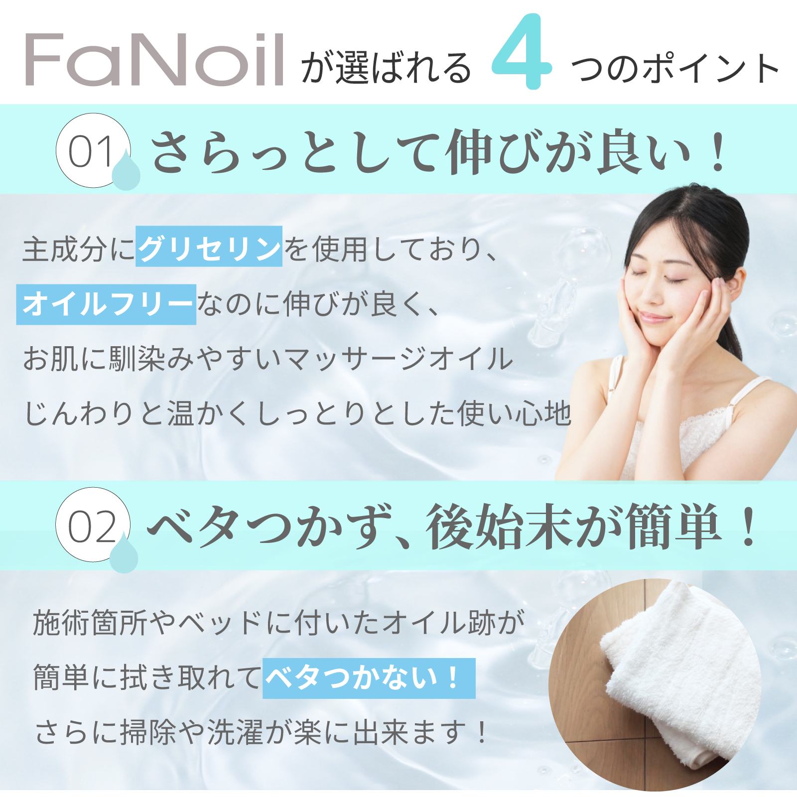 マッサージオイル 水溶性 業務用 5L×4本 Fanoil 無香料 メンズ