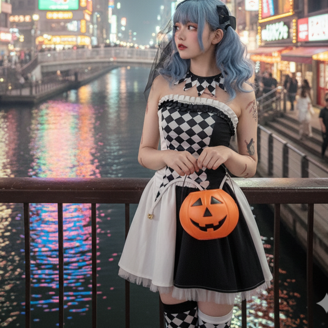 コスプレ ハロウィン 衣装 女性用 ピエロガール クラウン ネックリング