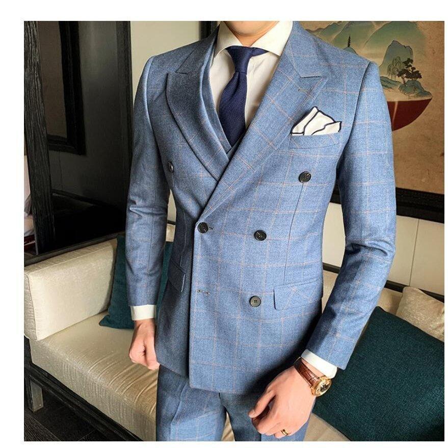 スーツ メンズ サイズＭ～5XL 3点セット 二つボタン 　ェック柄250-1 n-8y12-y38321_1.jpg