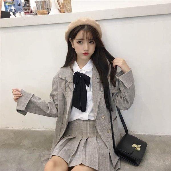 セットアップレディース高校生中学生ガーリー制服風コーデ3点