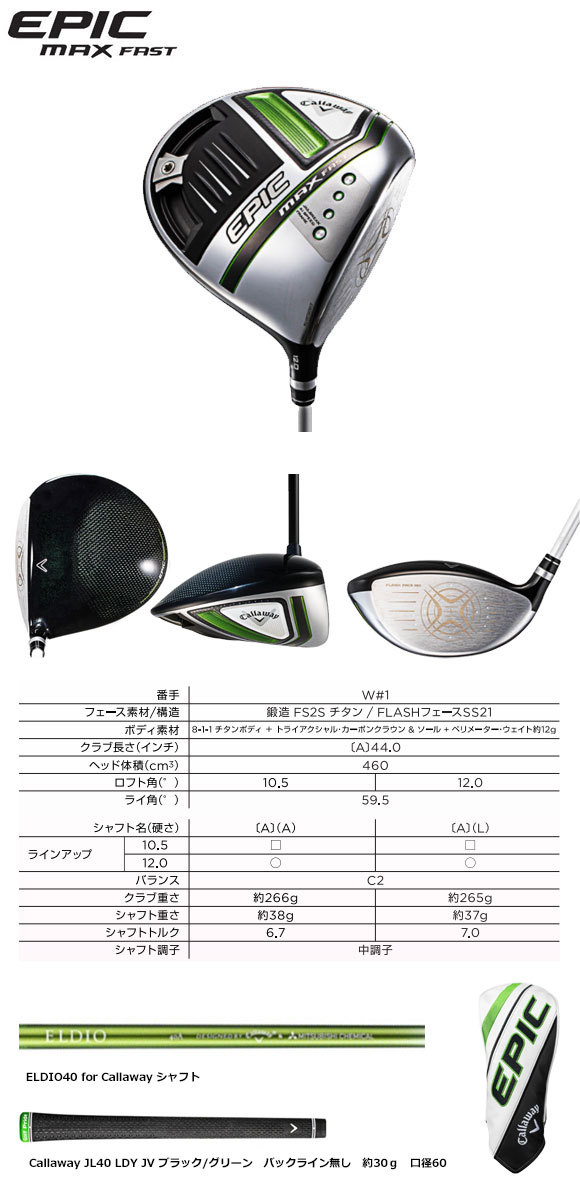 キャロウェイ 2021 EPIC MAX FAST WOMEN'S ドライバー 日本仕様 ELDIO40 for Callaway シャフト  レディース : cwjdr70120 : ゴルフショップナンバーセブン - 通販 - Yahoo!ショッピング