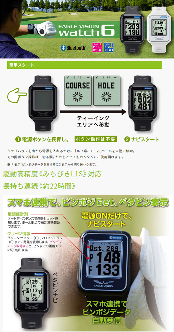美品 イーグルビジョン watch6 ウォッチ6 EAGLE VISION イーグルビジョン watch6(ウォッチ6)EV-236 GPS