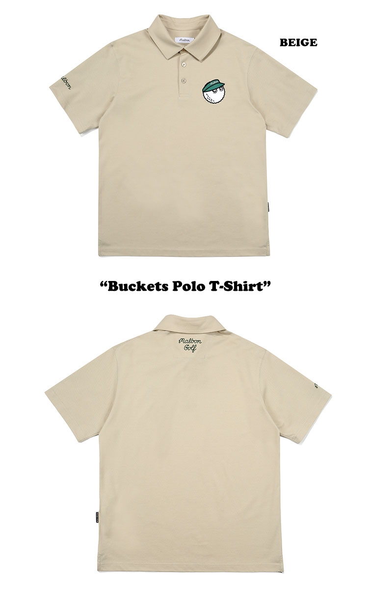 マルボンゴルフ MALBON GOLF メンズ Buckets Polo T-Shirt バケッツ T-シャツ ポロ 半袖 全5色  M2121PTS04WHT/KHK/BEI/BL/BLK ウェア