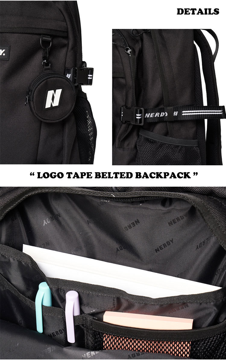 ノルディ バッグパック NERDY LOGO TAPE BELTED BACKPACK ロゴ テープ 