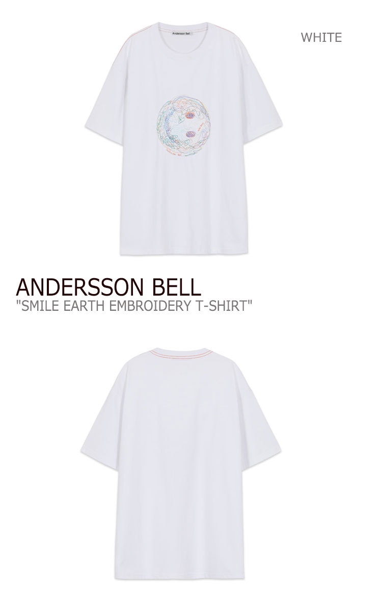 アンダースンベル Tシャツ ANDERSSON BELL SMILE EARTH EMBROIDERY T-SHIRT スマイル アース  エンブロイダリー Tシャツ WHITE BLACK atb524u 半袖 ウェア