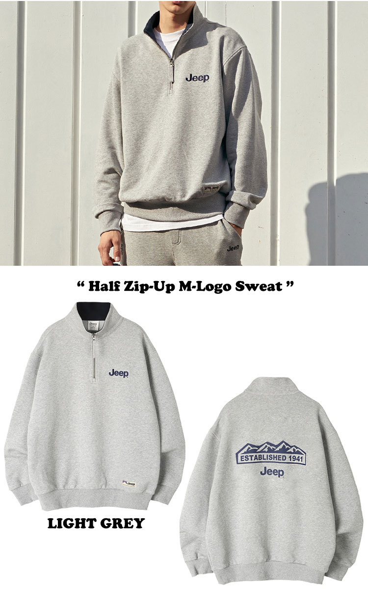 ジープ トレーナー Jeep Half Zip-Up M-Logo Sweat ハーフ ジップアップ Mロゴ スウェットシャツ 起毛なし 全2色  JM5TSU838LR/DA JN5TSU838LR ウェア