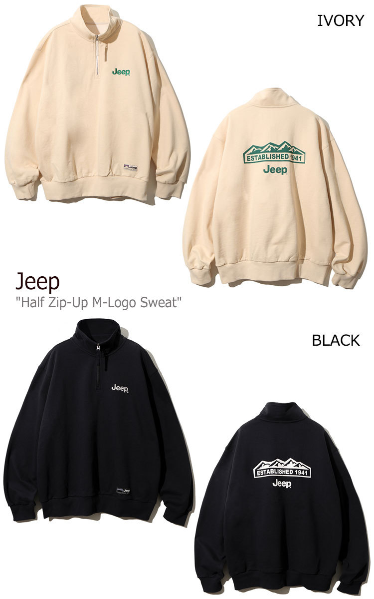 【即納カラー有/国内配送】ジープ トレーナー Jeep HALF ZIP-UP M-LOGO SWEAT ハーフジップアップ 全8色  JM/JN/JO5TSU838MG/NA/BK/IV/BB/DG/MW/OB ウェア