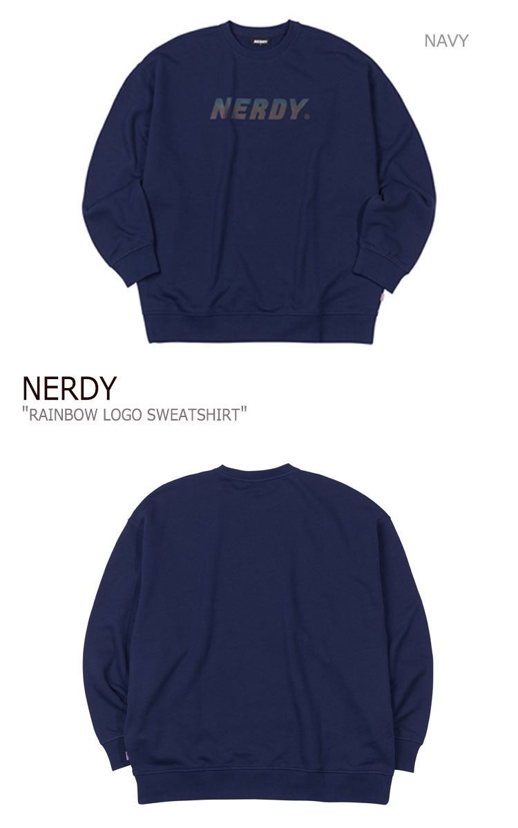 ノルディ トレーナー NERDY メンズ レディース RAINBOW LOGO SWEATSHIRT レインボー ロゴ スウェットシャツ BLACK  NAVY PURPLE LIME CREAM ノルディー ウェア