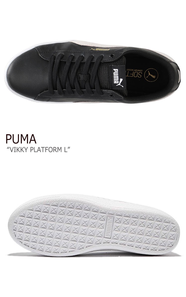 puma vikky platform black white