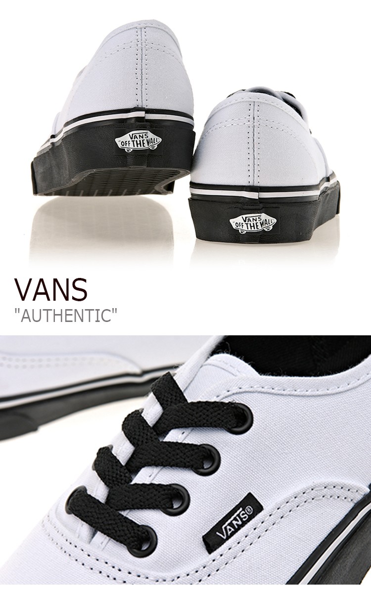 vans black sole authentic true white