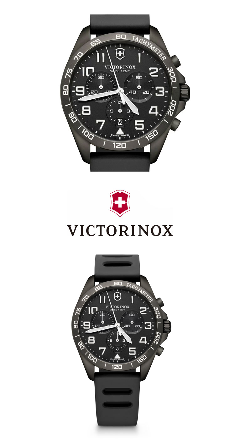 ビクトリノックス セット 腕時計＆ナイフ アナログ 防水 メンズ 42mm FieldForce Sport Chrono Black Edition  VICTORINOX 正規品 ビジネス 学生 241926.1 OTTD