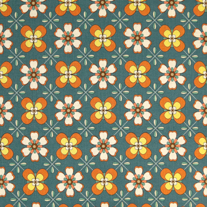 生地 布地 布 無料レシピ有 RETONO pattern un/no シーチング生地（チンツ加工） 再入荷7回目 レトロ モダン 昭和 おしゃれ お洒落 50cm単位 | ブランド登録なし | 03