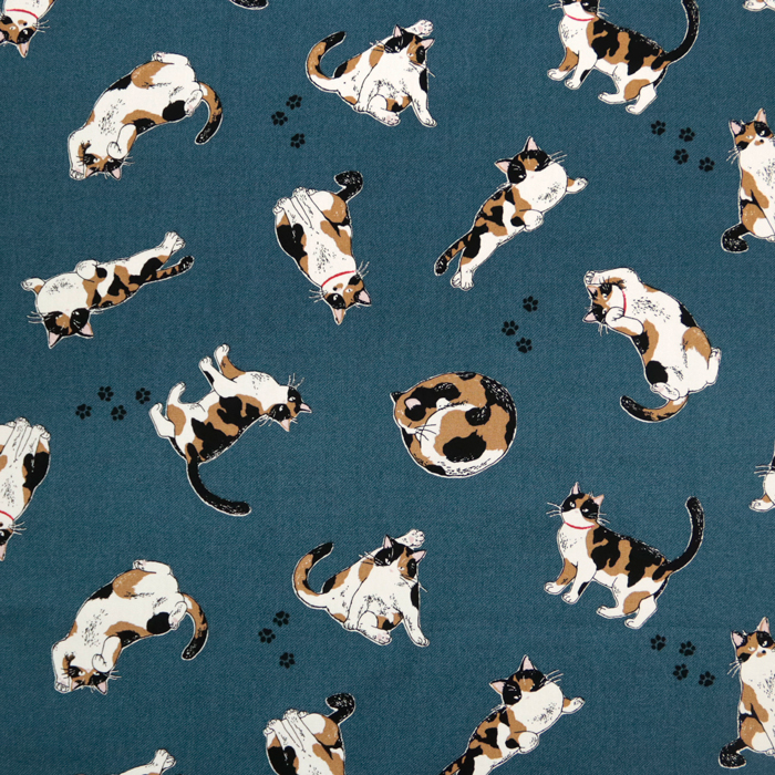 生地 布地 布 無料レシピ有 三毛猫Time オックス生地 再入荷3回目 猫柄