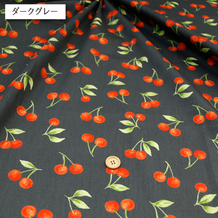 生地 布地 布 無料レシピ有 Fresh Cherry オックス生地 さくらんぼ