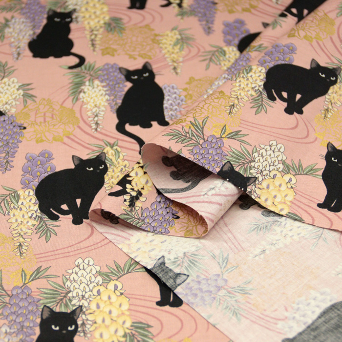 生地 布地 布 黒猫と藤 百華繚欄 シーチング...の詳細画像4