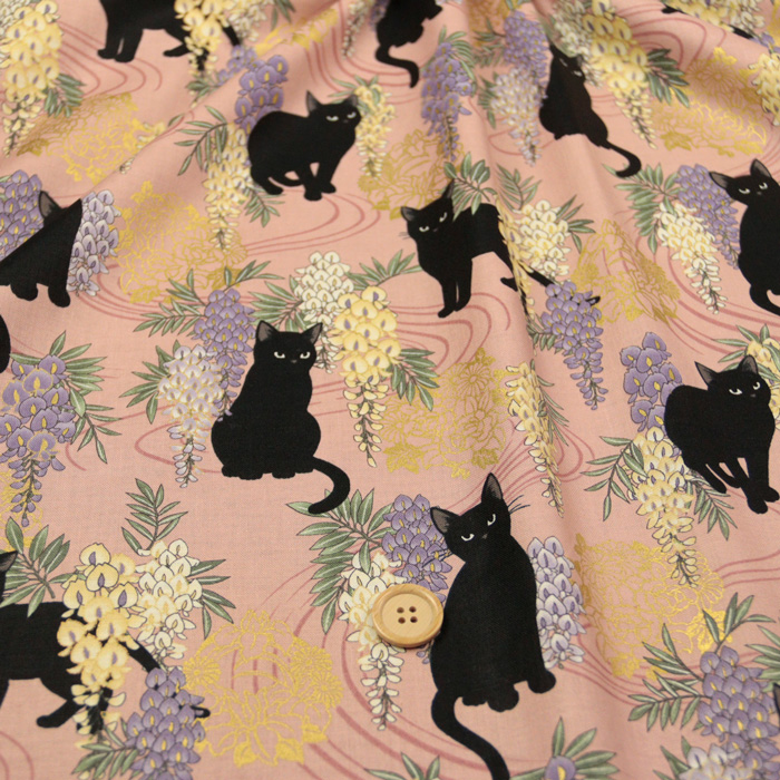 生地 布地 布 黒猫と藤 百華繚欄 シーチング...の詳細画像5