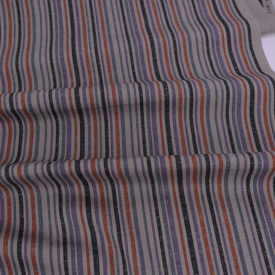 和柄コットン生地 多色の滝筋縞模様(グレー) 10cm単位 切り売り |  | 03