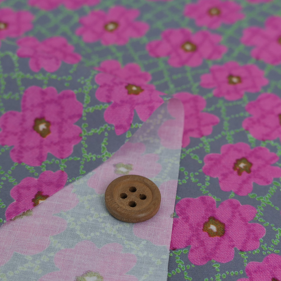 コットン生地 不規則な花格子柄(ピンク) 10cm単位 切り売り |  | 01