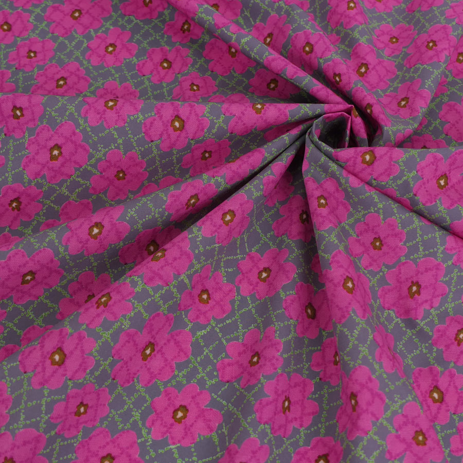 コットン生地 不規則な花格子柄(ピンク) 10cm単位 切り売り |  | 04