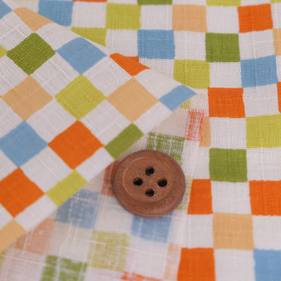 和柄コットン生地 カラフルな市松柄(うぐいす) 10cm単位 切り売り |  | 01