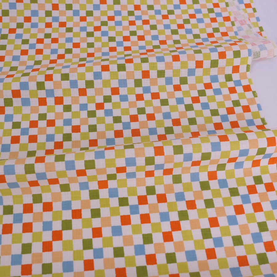 和柄コットン生地 カラフルな市松柄(うぐいす) 10cm単位 切り売り |  | 03