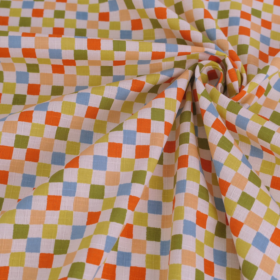 和柄コットン生地 カラフルな市松柄(うぐいす) 10cm単位 切り売り |  | 04