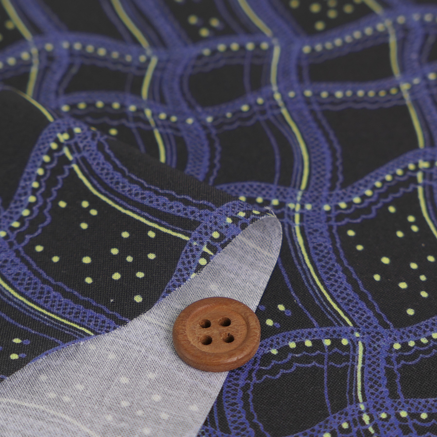 コットン生地 レースの格子柄(墨色/青紫) 10cm単位 切り売り |  | 01