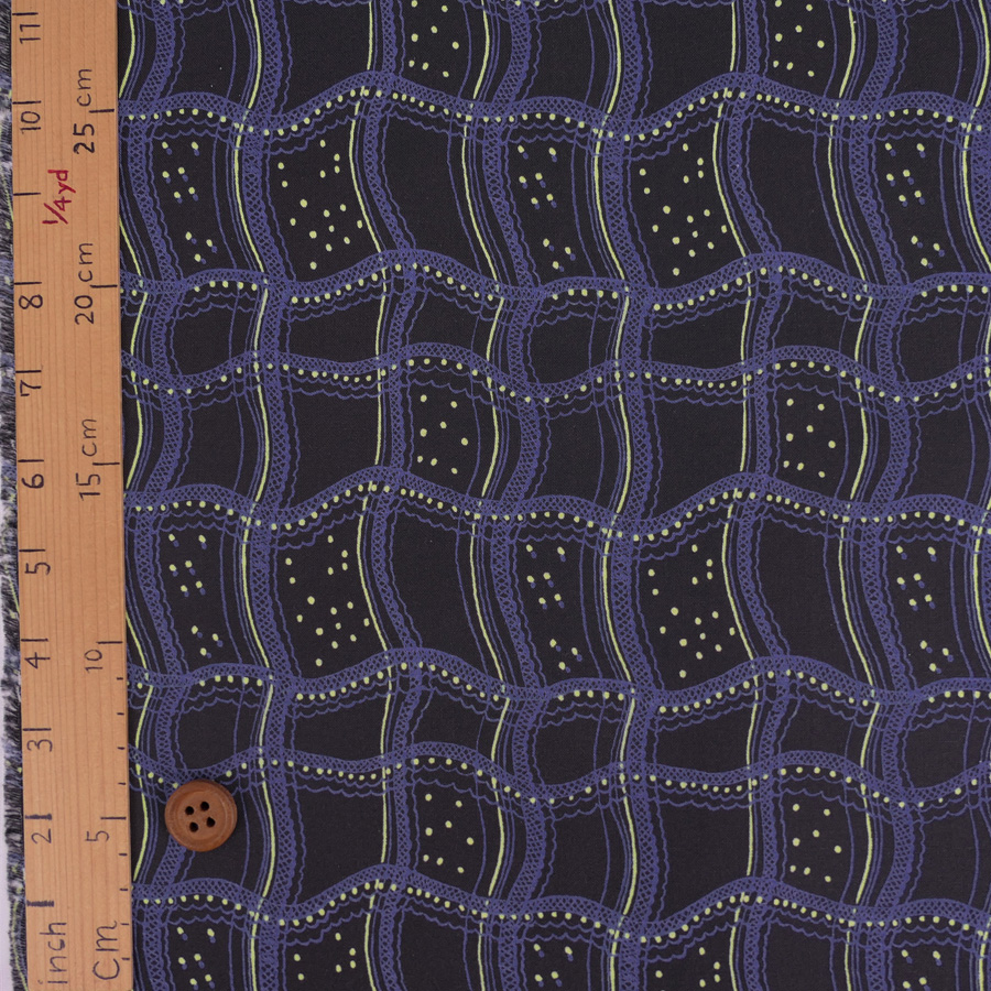 コットン生地 レースの格子柄(墨色/青紫) 10cm単位 切り売り |  | 02